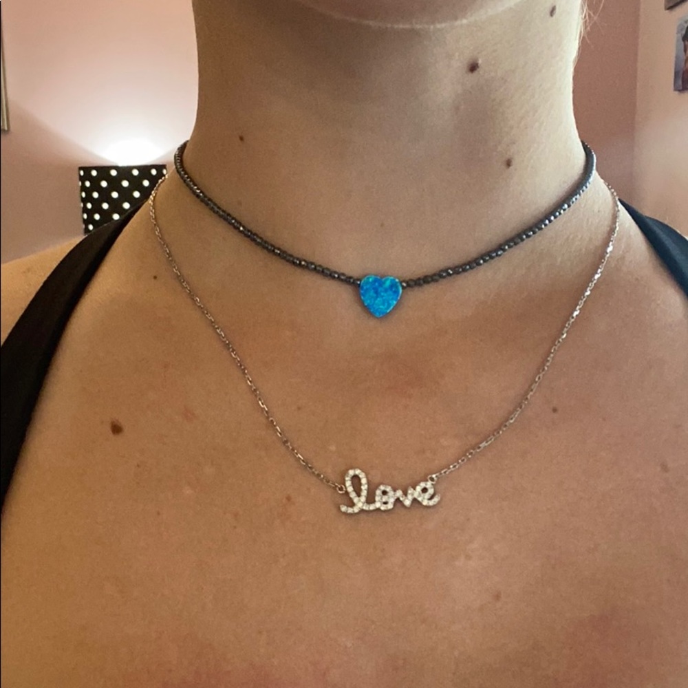 Opal heart choker
